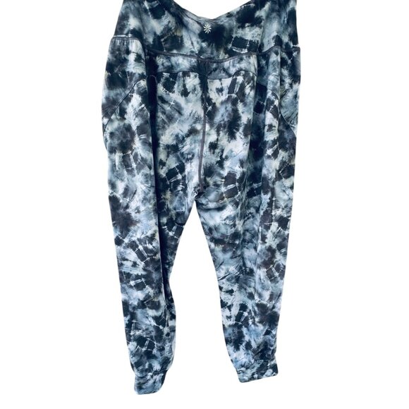 Athleta Salutation Printed Joggers XL Black & Gray Tie-Dye Design - Picture 3 of 8